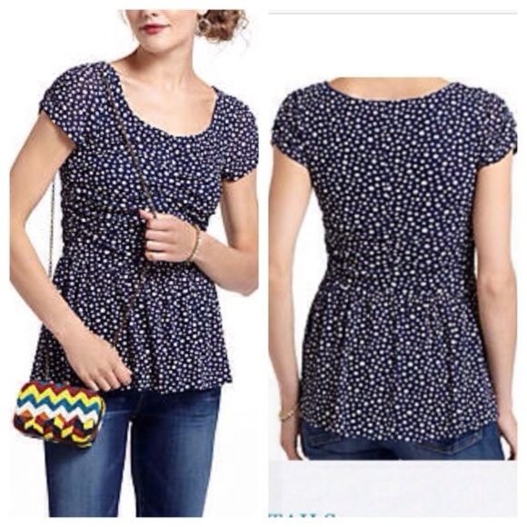 Anthropologie Postmak Polka Dot Peplum tee size XS - Picture 1 of 6